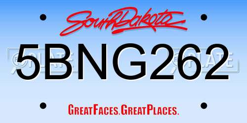 5BNG262 South Dakota License Plate