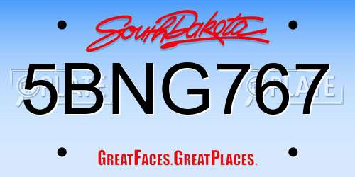 5BNG767 South Dakota License Plate