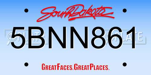 5BNN861 South Dakota License Plate