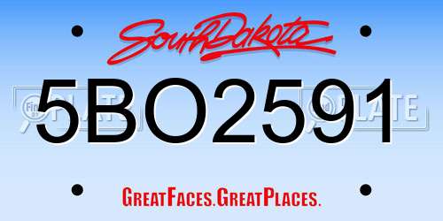 5BO2591 South Dakota License Plate