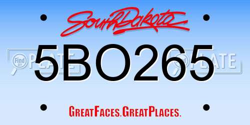 5BO265 South Dakota License Plate