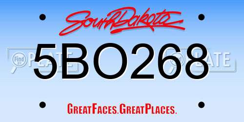 5BO268 South Dakota License Plate