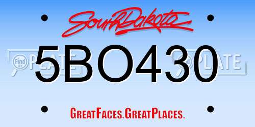 5BO430 South Dakota License Plate