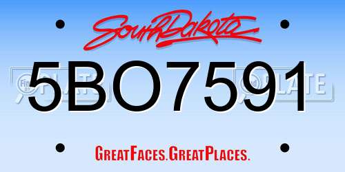5BO7591 South Dakota License Plate