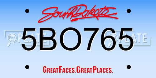 5BO765 South Dakota License Plate