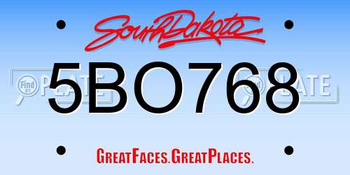 5BO768 South Dakota License Plate