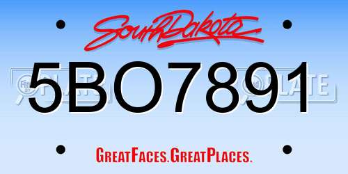 5BO7891 South Dakota License Plate