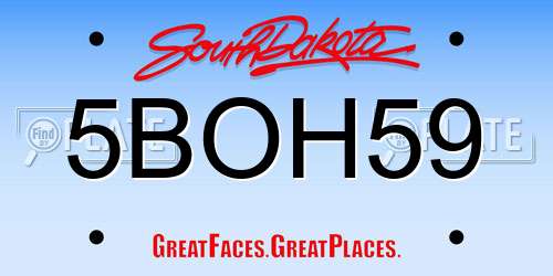 5BOH59 South Dakota License Plate