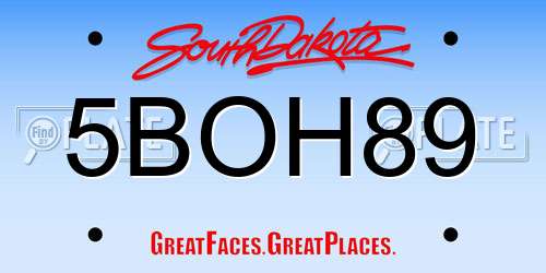 5BOH89 South Dakota License Plate