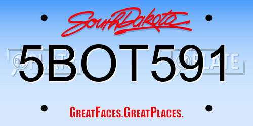 5BOT591 South Dakota License Plate