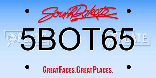 5BOT65 South Dakota License Plate