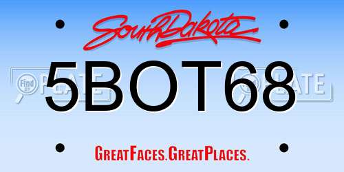5BOT68 South Dakota License Plate
