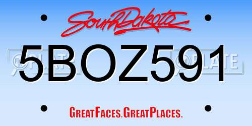 5BOZ591 South Dakota License Plate