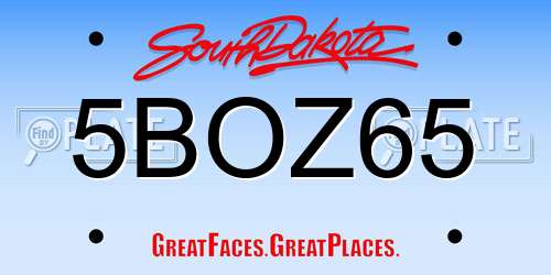 5BOZ65 South Dakota License Plate