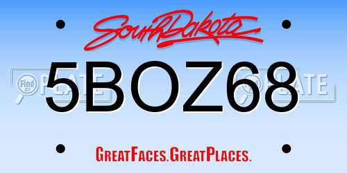 5BOZ68 South Dakota License Plate