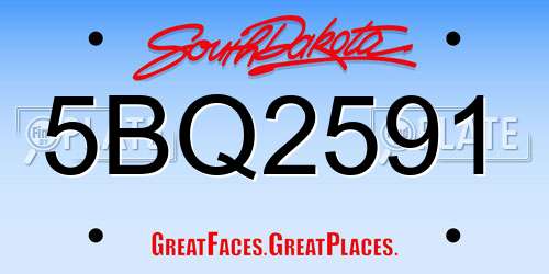5BQ2591 South Dakota License Plate