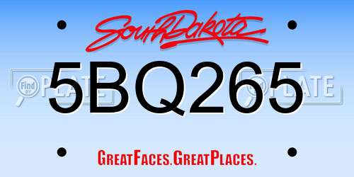 5BQ265 South Dakota License Plate