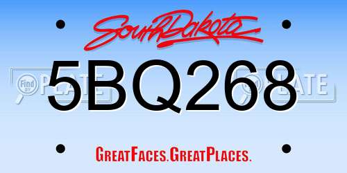 5BQ268 South Dakota License Plate