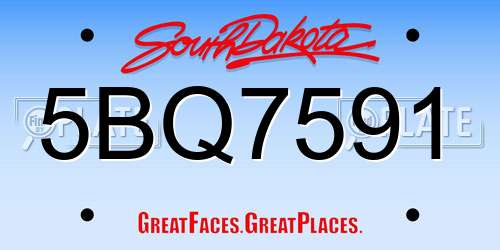5BQ7591 South Dakota License Plate