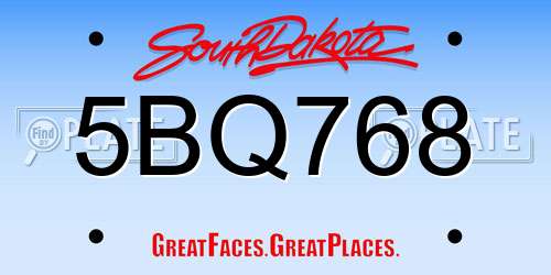 5BQ768 South Dakota License Plate