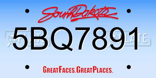 5BQ7891 South Dakota License Plate