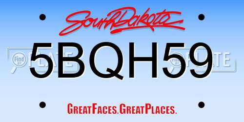 5BQH59 South Dakota License Plate