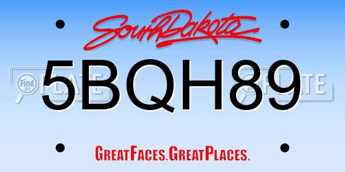 5BQH89 South Dakota License Plate