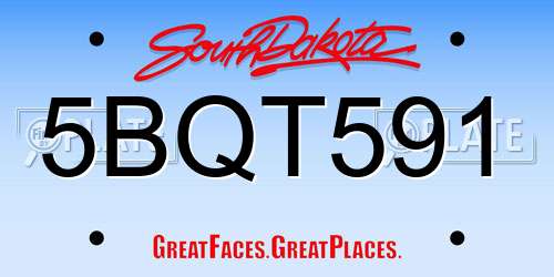 5BQT591 South Dakota License Plate