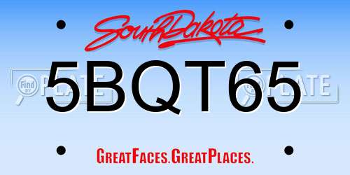 5BQT65 South Dakota License Plate