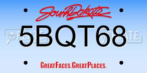 5BQT68 South Dakota License Plate