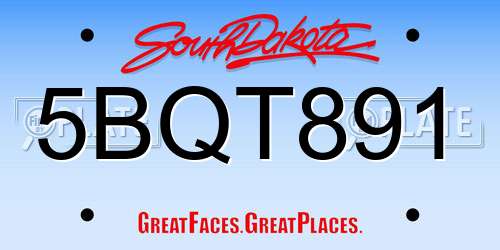 5BQT891 South Dakota License Plate