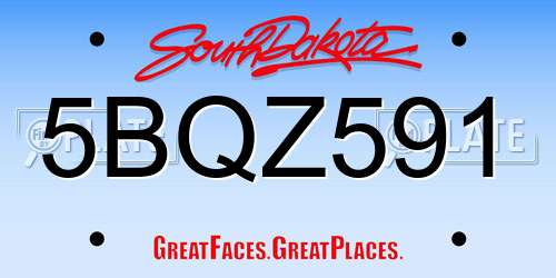 5BQZ591 South Dakota License Plate