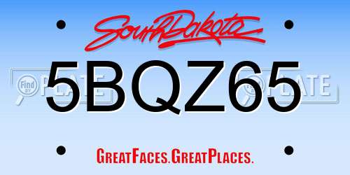 5BQZ65 South Dakota License Plate