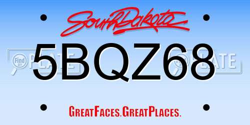 5BQZ68 South Dakota License Plate