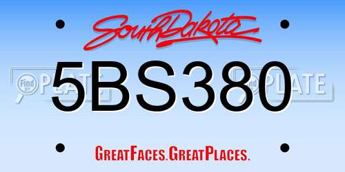 5BS380 South Dakota License Plate