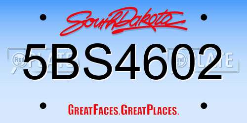 5BS4602 South Dakota License Plate