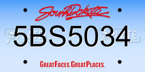 5BS5034 South Dakota License Plate