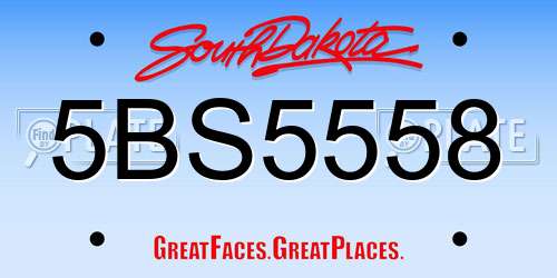 5BS5558 South Dakota License Plate