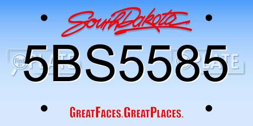 5BS5585 South Dakota License Plate