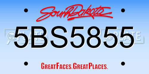 5BS5855 South Dakota License Plate