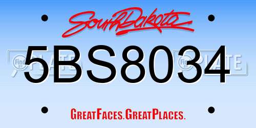 5BS8034 South Dakota License Plate
