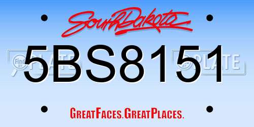 5BS8151 South Dakota License Plate