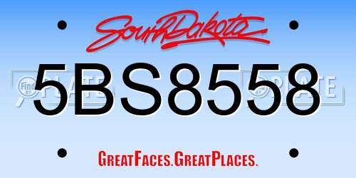 5BS8558 South Dakota License Plate