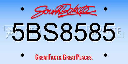 5BS8585 South Dakota License Plate