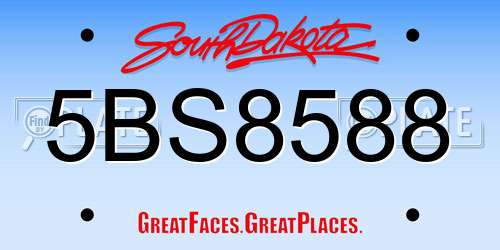 5BS8588 South Dakota License Plate