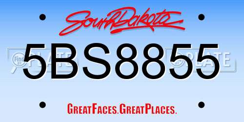 5BS8855 South Dakota License Plate