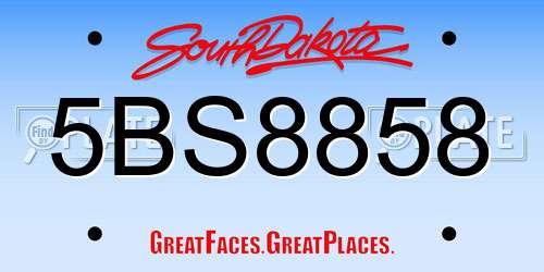 5BS8858 South Dakota License Plate