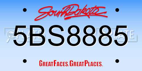 5BS8885 South Dakota License Plate