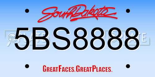 5BS8888 South Dakota License Plate