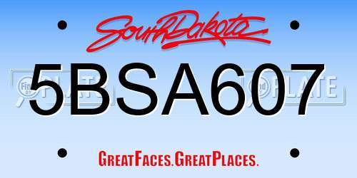 5BSA607 South Dakota License Plate